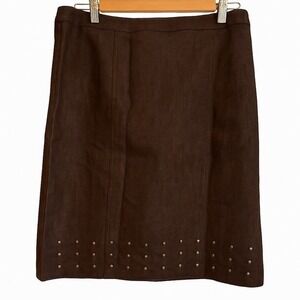 New York Clothing Company Brown Skirt w/ Metal Button Trim – Size 10, NWT